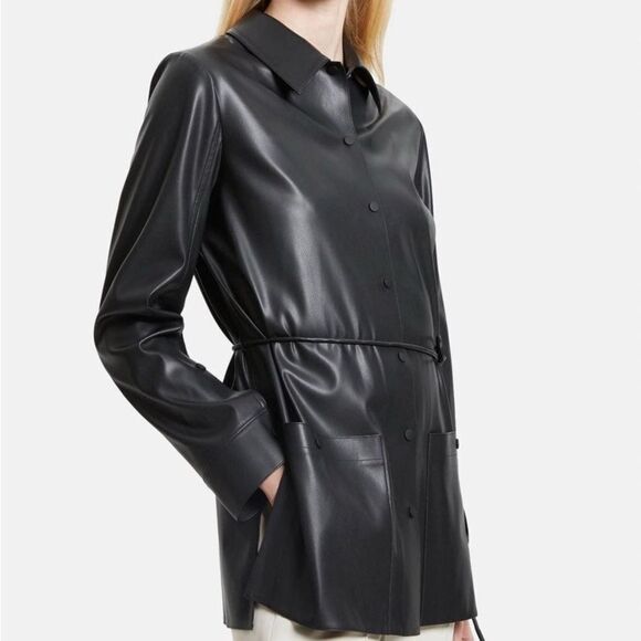 Theory Shirt Jacket in Faux Leather size M - Picture 2 of 10
